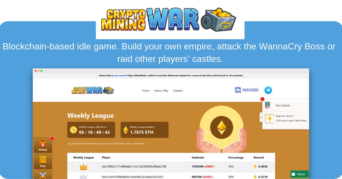 CryptoMiningWar dapp