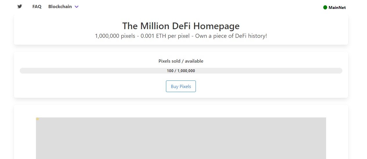 The Million DeFi Homepage dapp