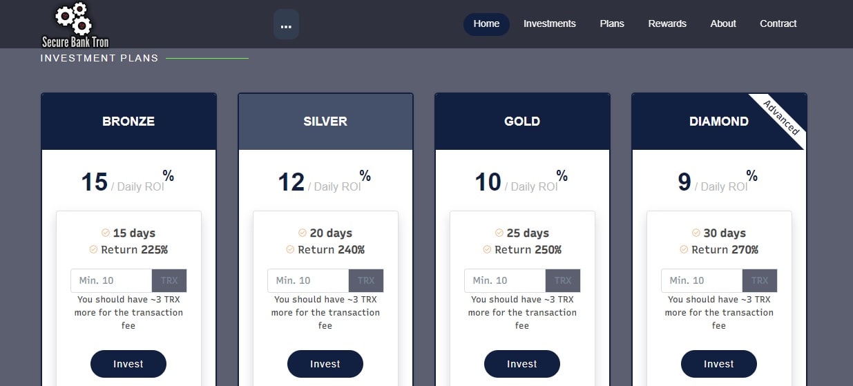 Secure Bank Tron dapp