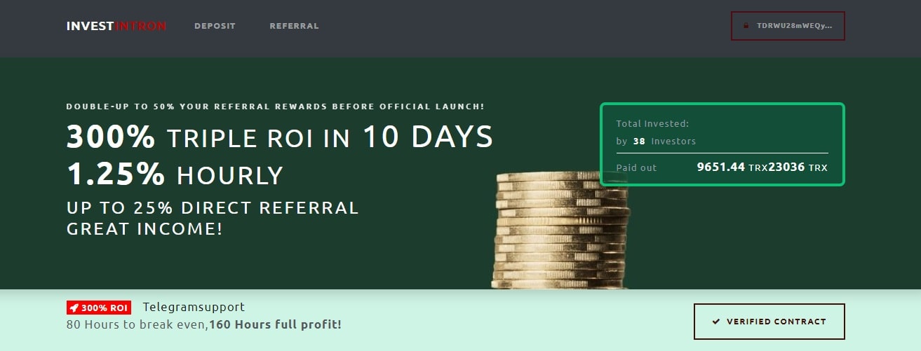 Investintron dapp