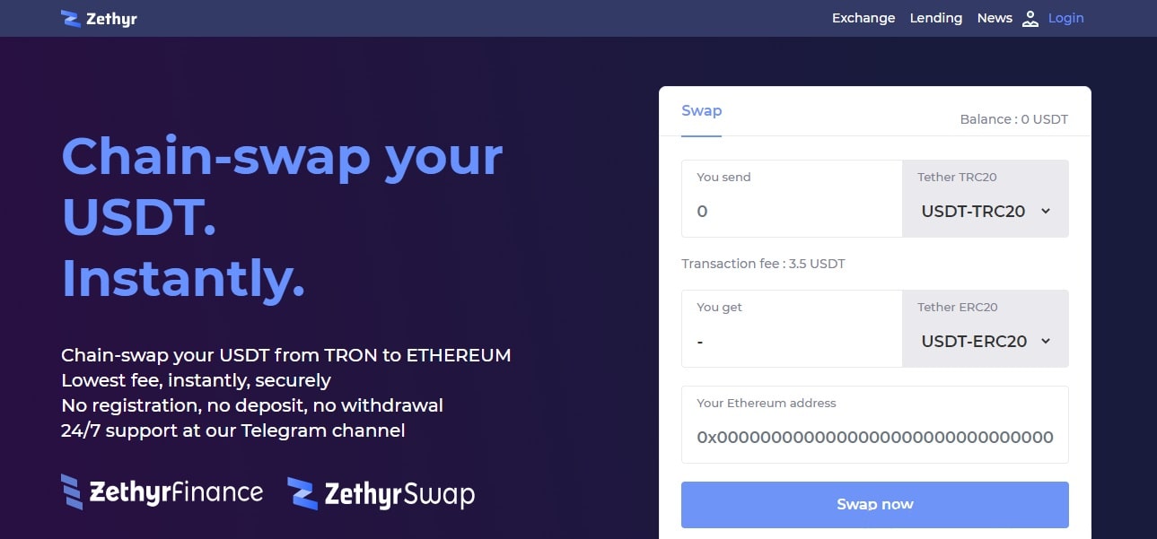 Swap USDT dapp