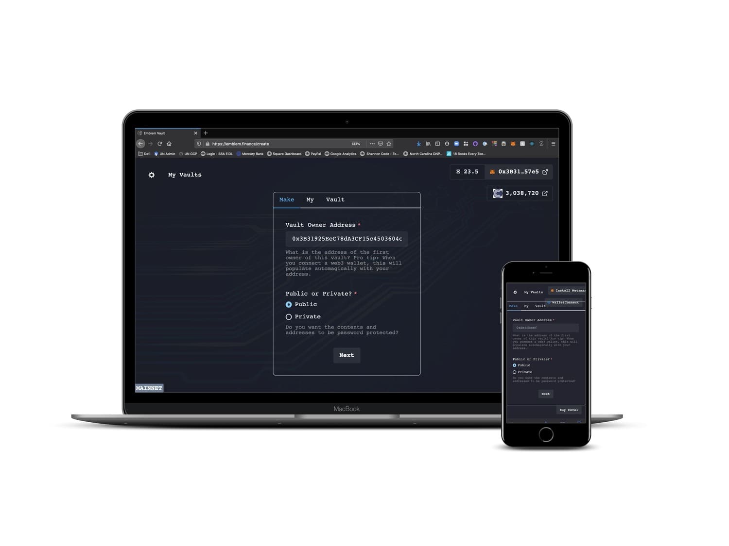 Emblem Vault dapp