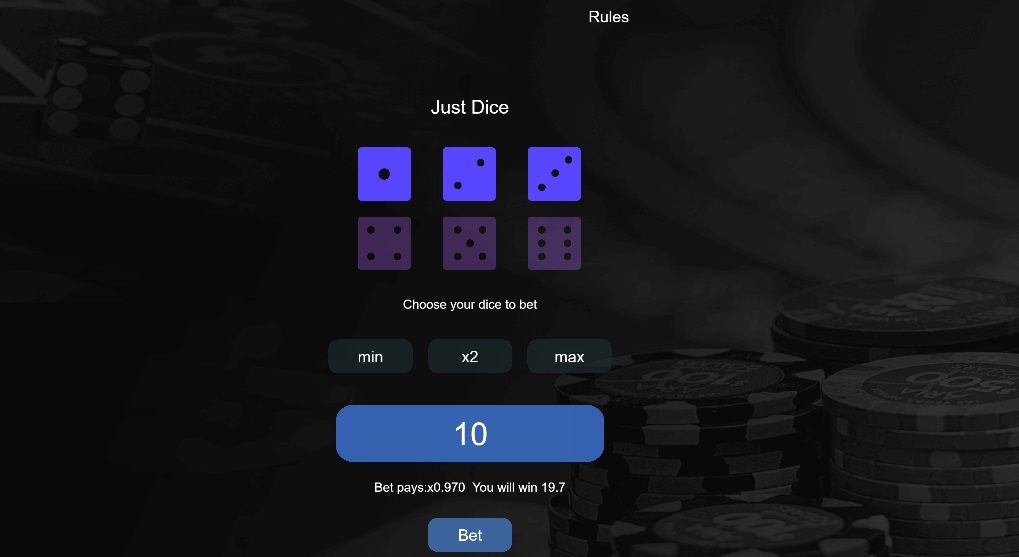 Just Dice dapp