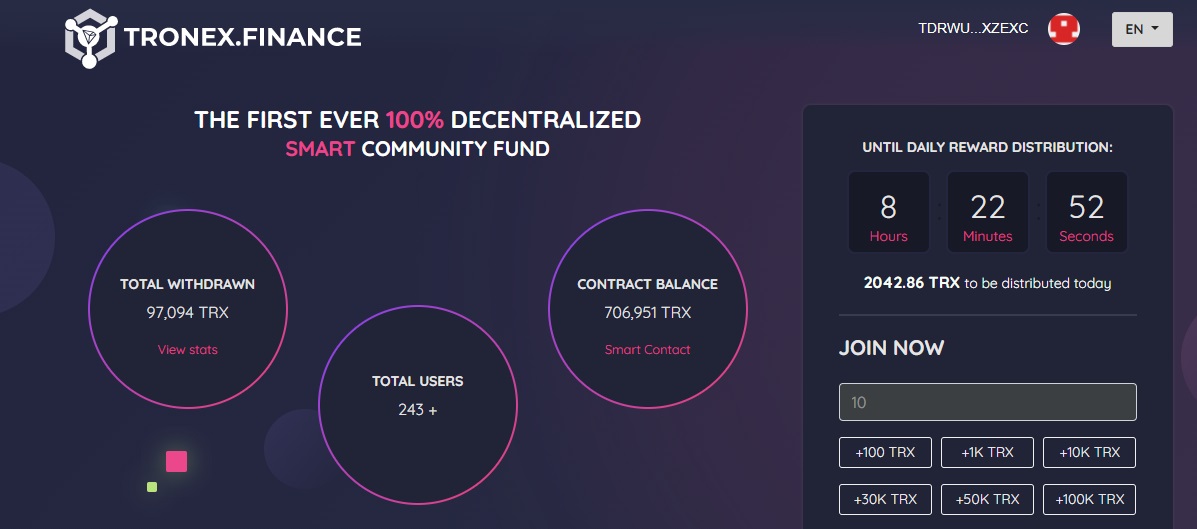 Tronex FInance dapp
