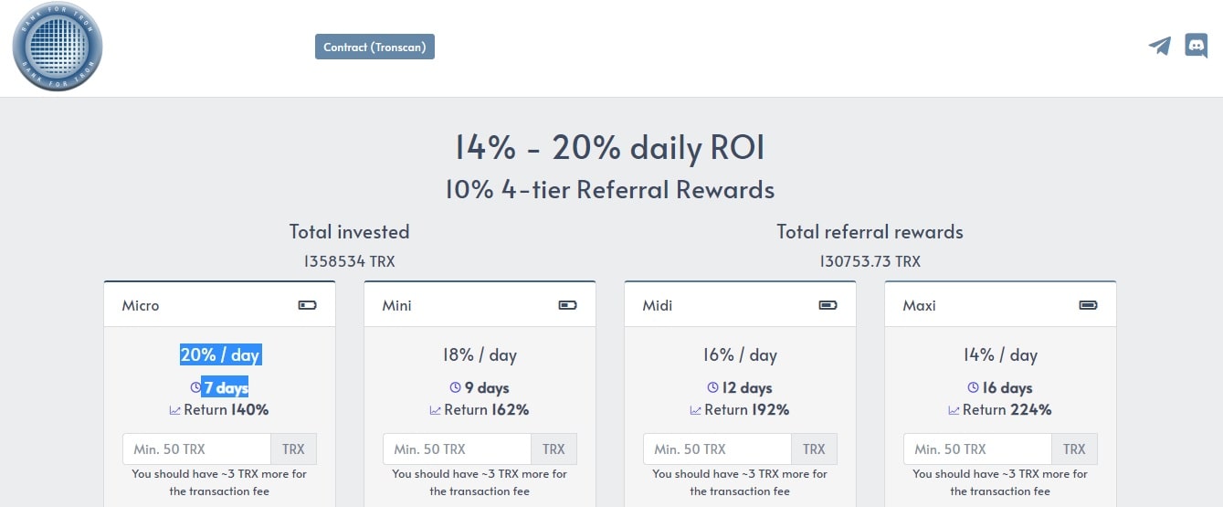 Bank For Tron dapp