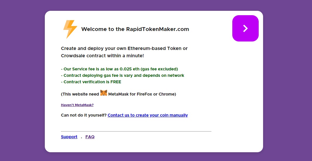 Rapid Token Maker DAPP