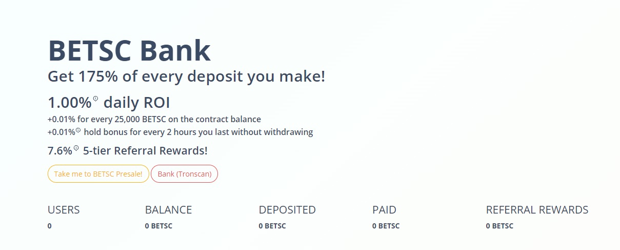 BETSC Bank dapp