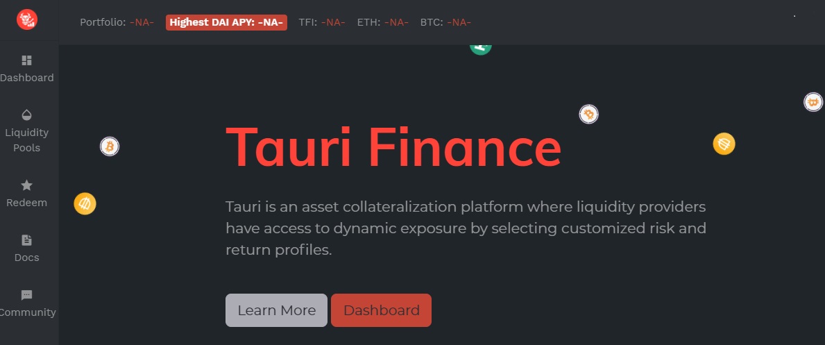 Tauri Finance dapp