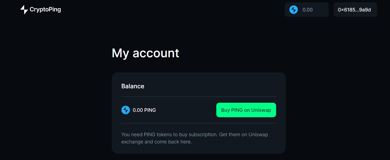 CryptoPing dapp