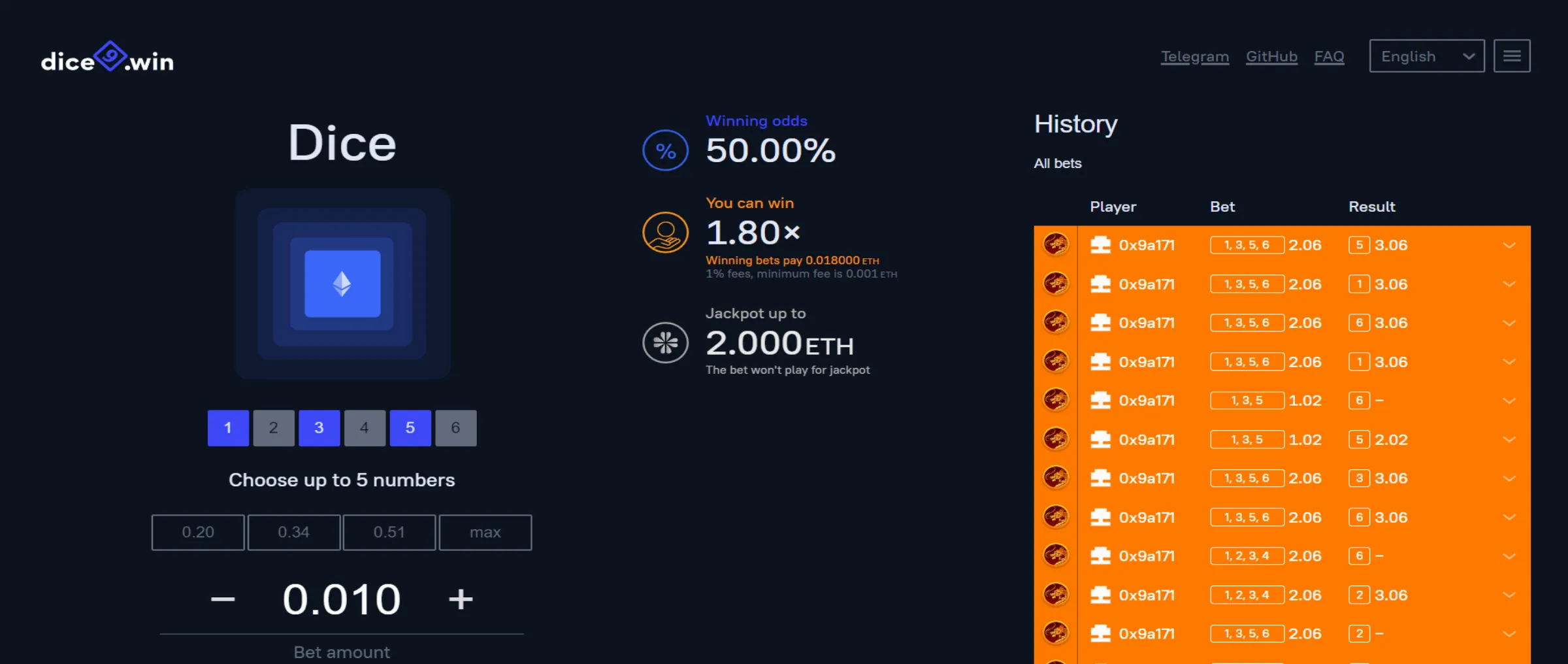 Dapps eth dice9.win