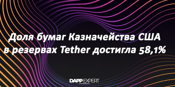 Доля бумаг Казначейства США в резервах Tether достигла 58,1%