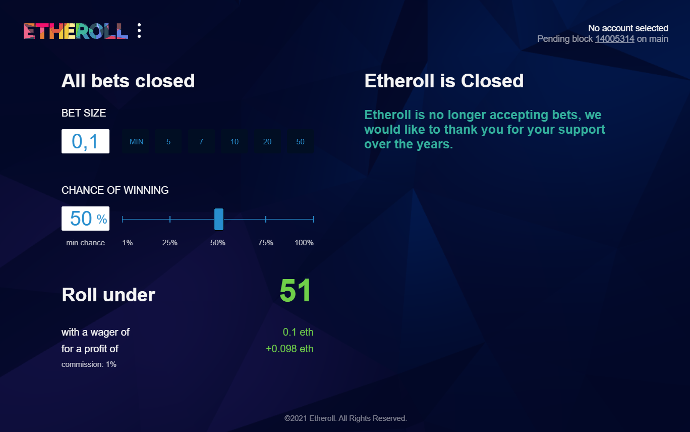 Etheroll ETH dapp