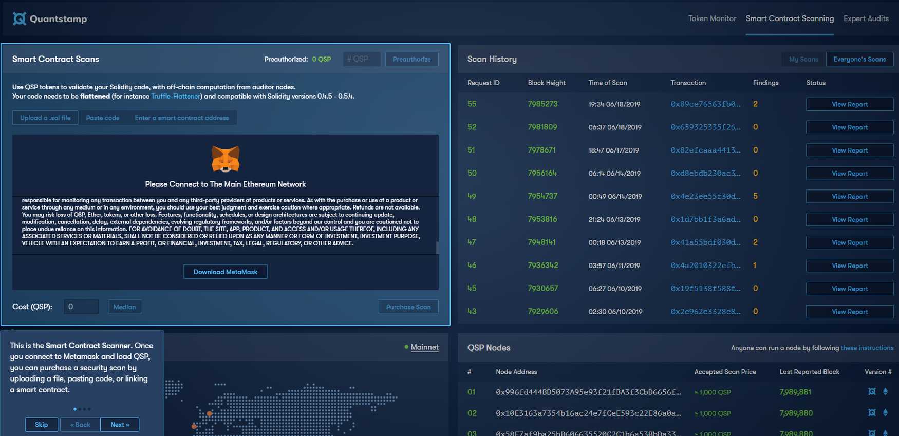 Quantstamp Security Network dapp
