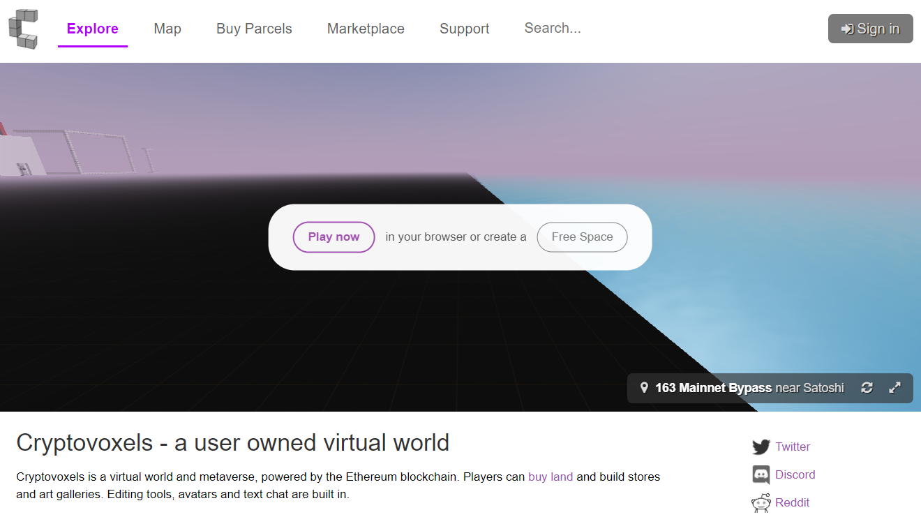 Cryptovoxels dapps