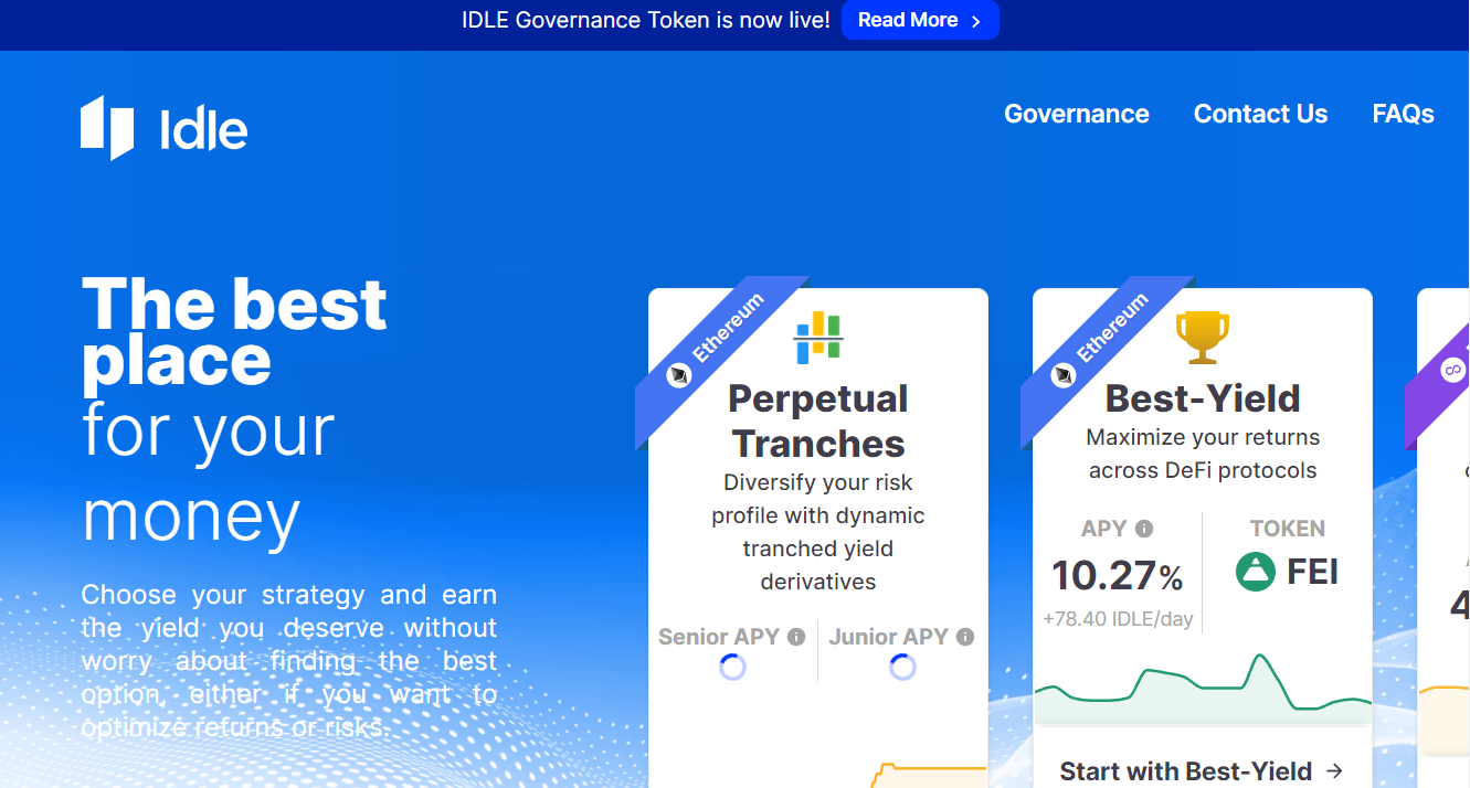 Idle Finance dapp - dapp.expert
