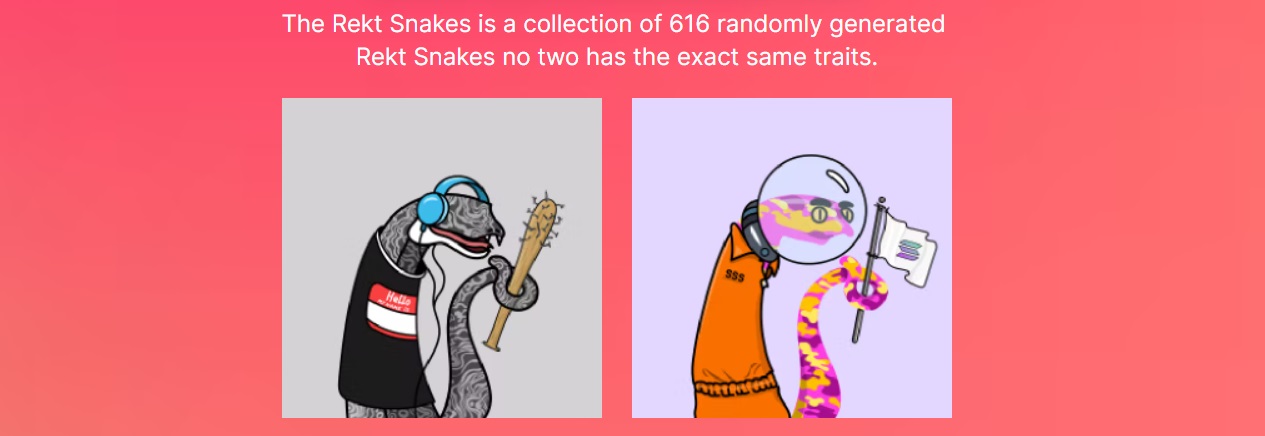 Rekt Snakes - коллекция невзаимозаменяемых объектов на блокчейне