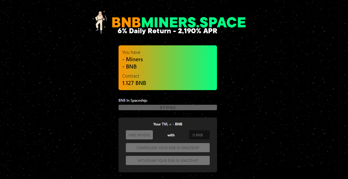 BNBMiners Space - долгосрочный проект для постоянного заработка