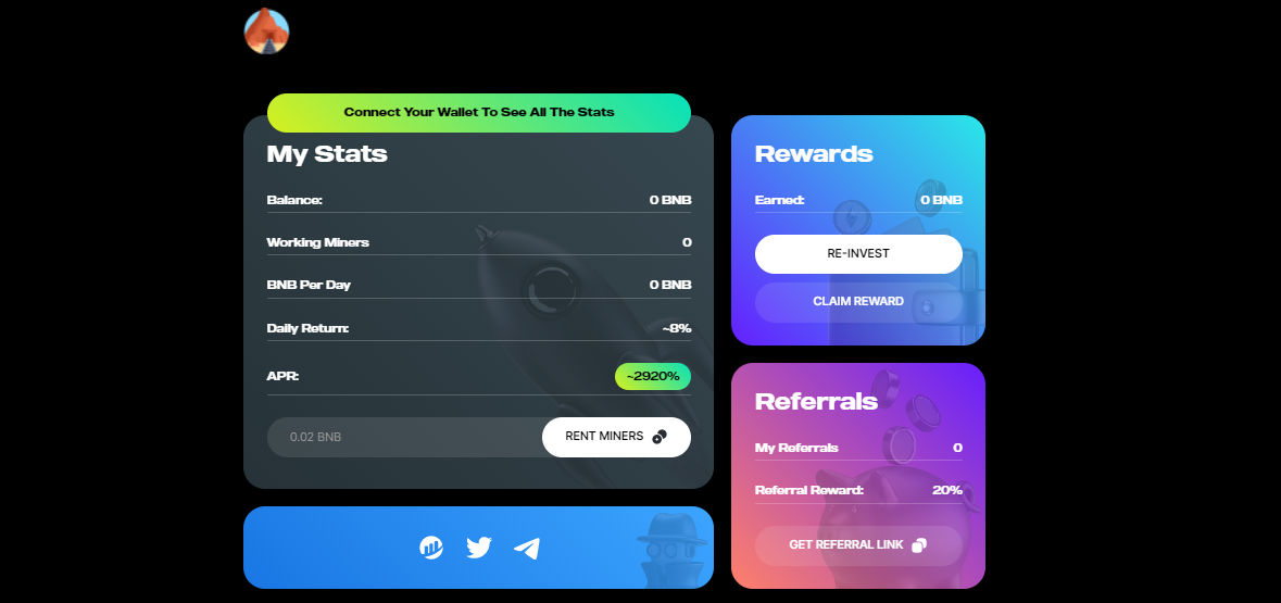 BNBChainMiner - контракт с постоянными наградами