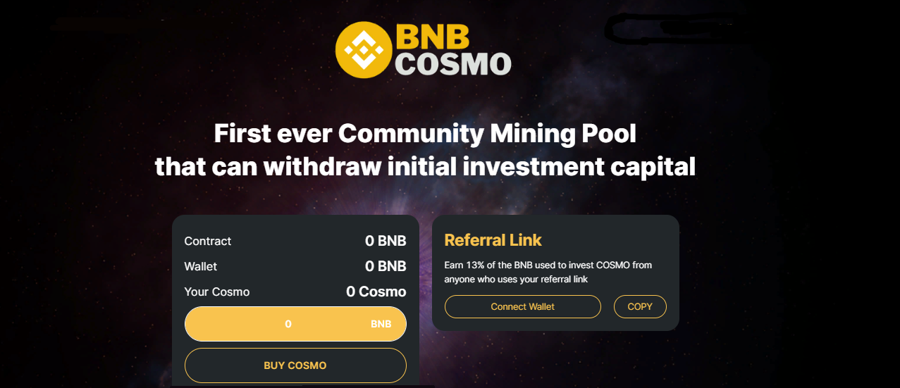 MININGCOSMO MININGCOSMO - ежедневный доход через блокчейн BNB Chain