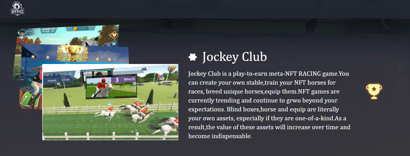 Jockey Club Jockey Club - игровой проект на блокчейне со скачками и заработком наград
