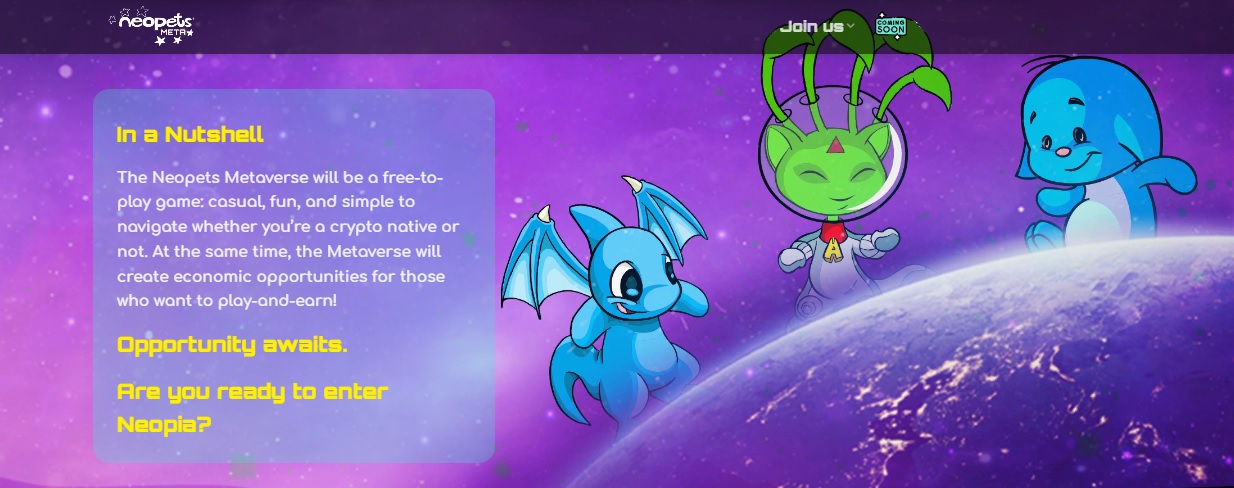 Neopets Meta - a gaming system with various functions on the blockchain