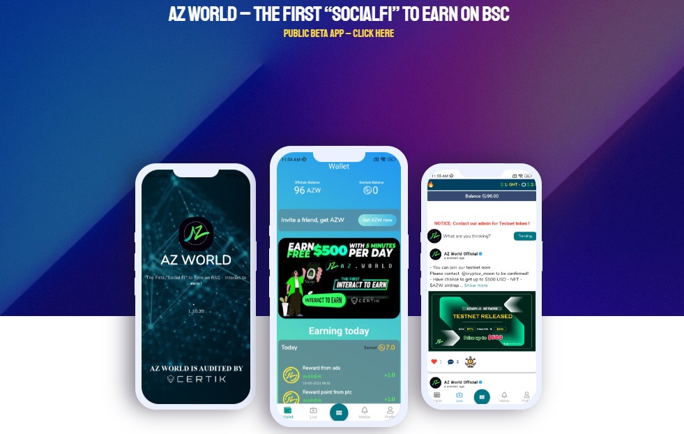 AZ World SocialFi - a game project with new features
