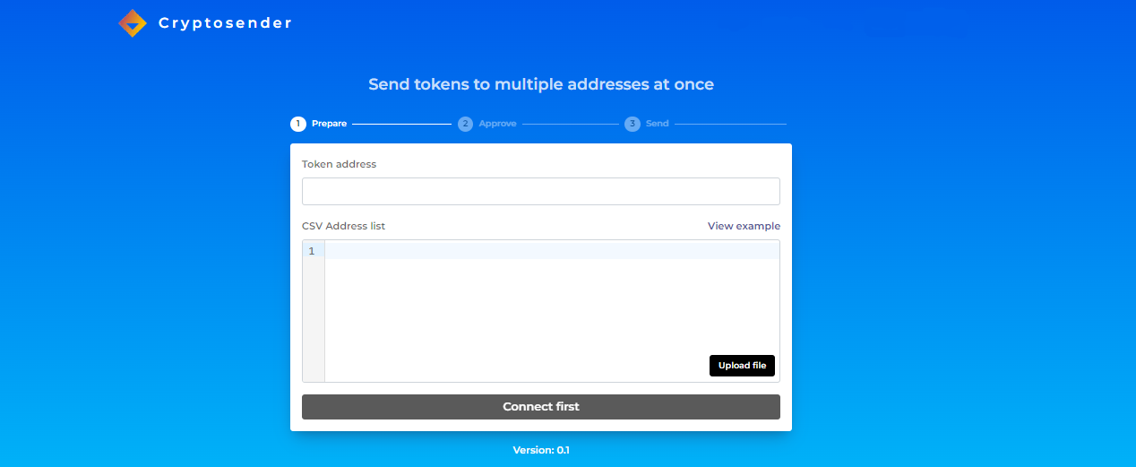 Cryptosender - fast sending of tokens to more than 200 addresses