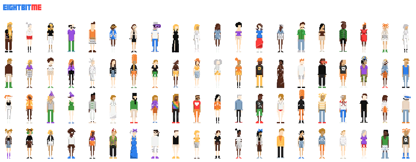 EightBit Me - коллекция персонажей с различными атрибутами