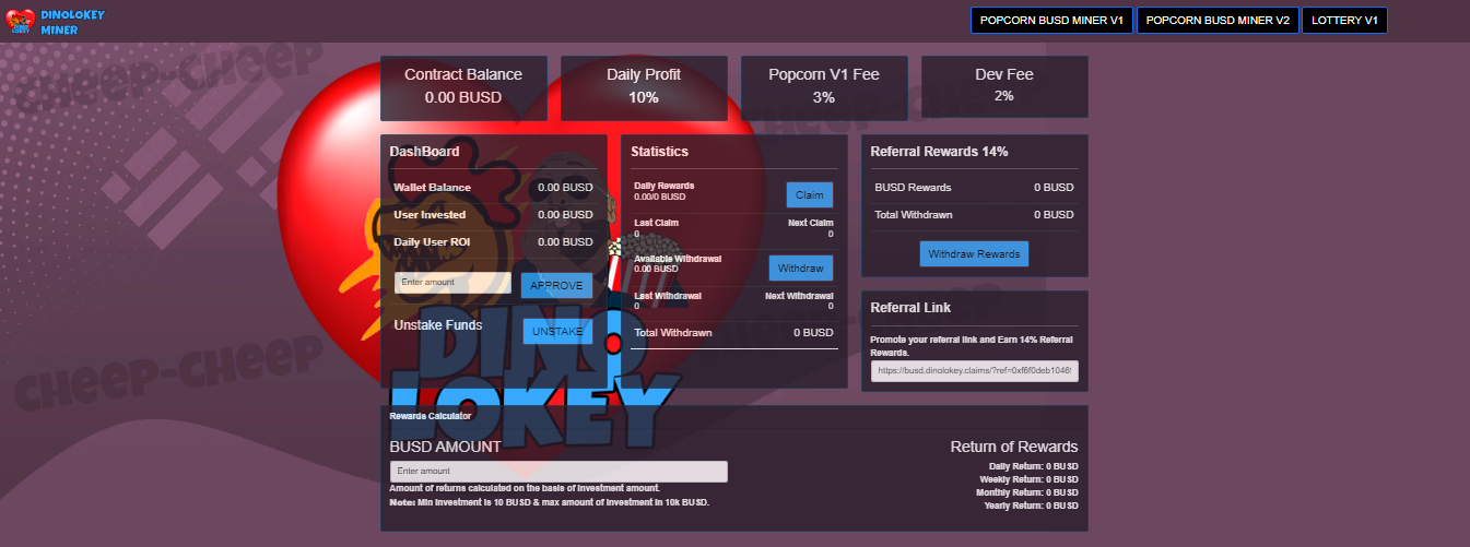 DinoLokey MEME Miner - инвестиционная платформа с ежедневным доходом