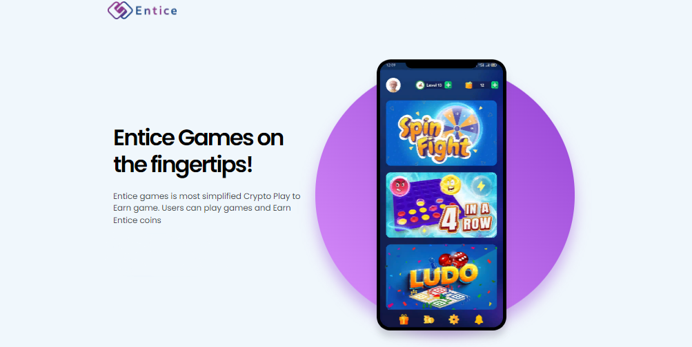 Entice games - играйте и получайте токены