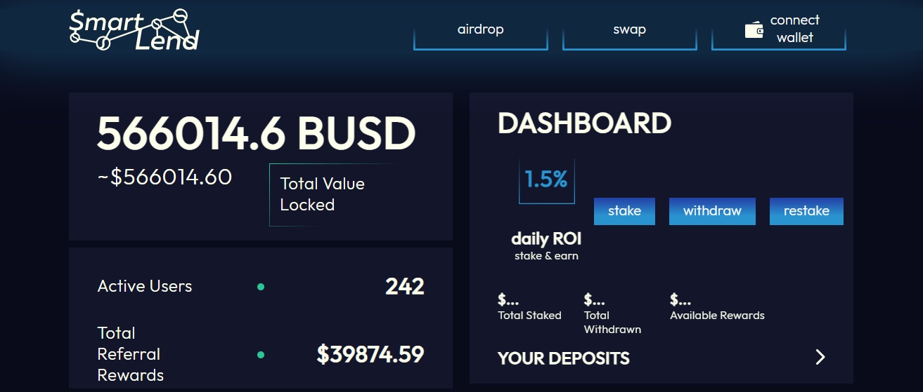 Smartlend Smartlend - выгодное кредитование на блокчейне