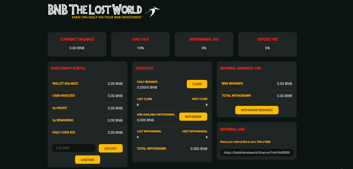 BNB The Lost World - инвестиционная платформа на блокчейне
