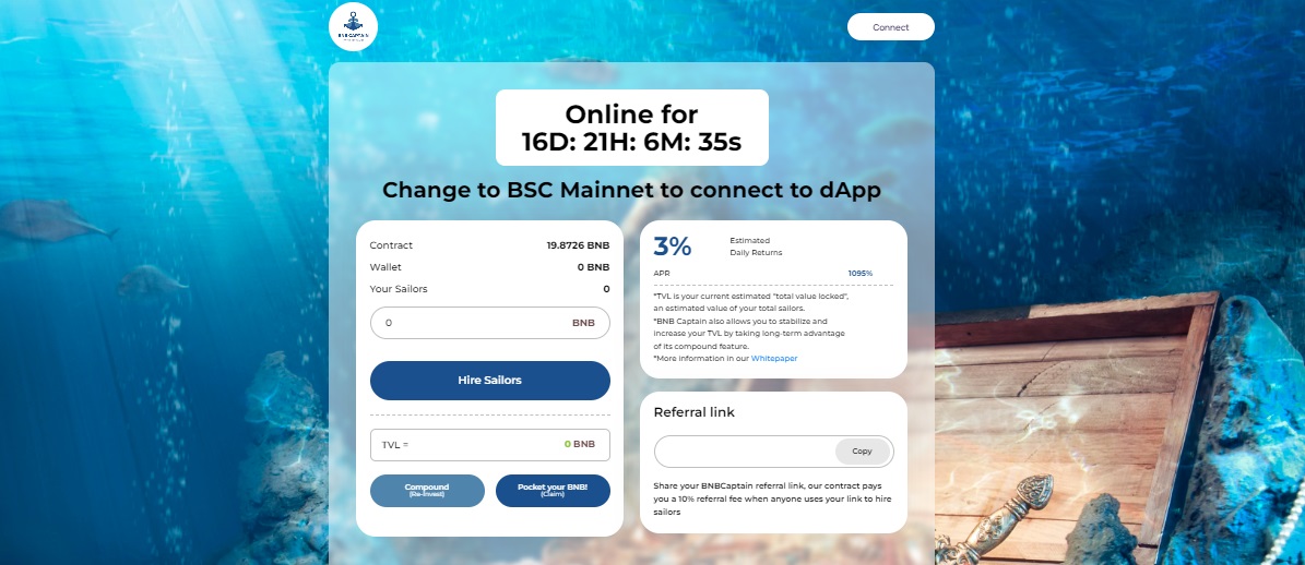 BNB Captain - постоянный заработок в сети блокчейна BNB Chain
