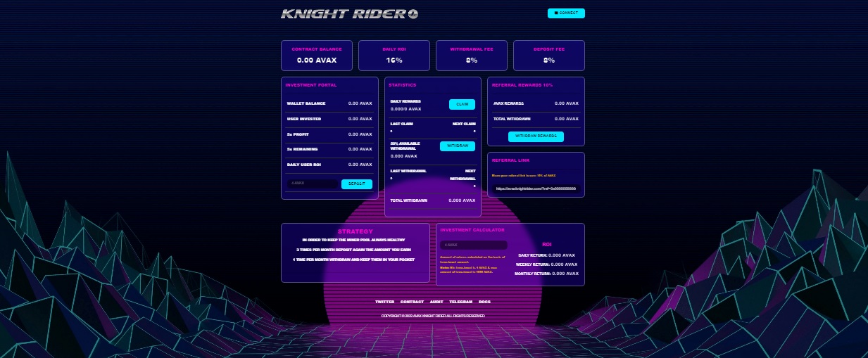 AVAX Knight Rider AVAX Knight Rider - инвестиционный проект на блокчейне