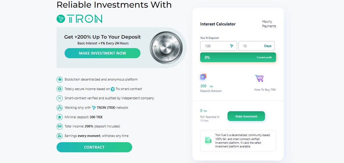 TRON FUEL-Earn TRON FUEL-Earn - инвестиционный план для заработка