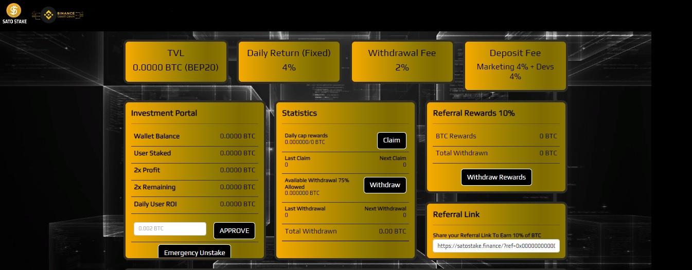 SatoStake: получайте ежедневную фиксированную прибыль