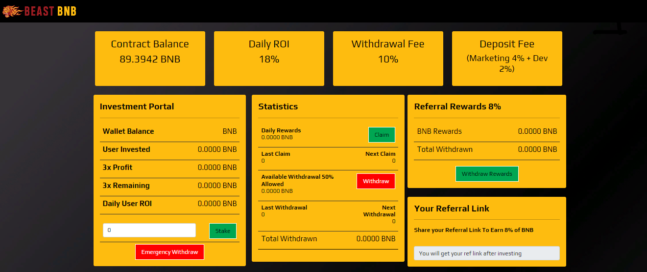 BEAST BNB - проект для заработка через инвестиционную программу