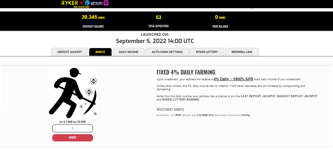 Ryker BNB V2 Auto Farm - a passive income on blockchain