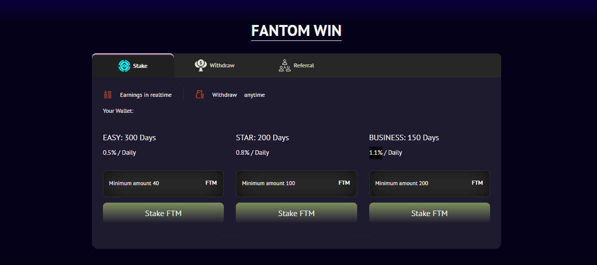 FANTOM WIN - постоянная выплата наград