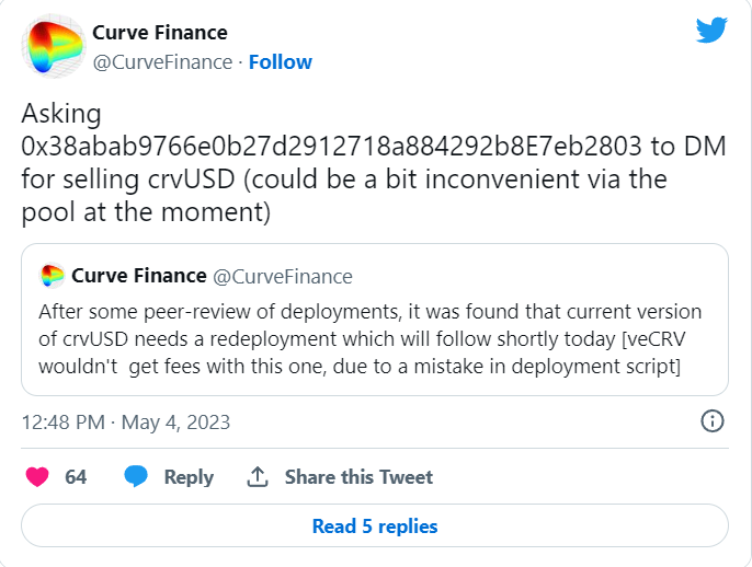 Curve Finance планирует перезапустить свою стейблкоин-интеграцию из-за возникшей ошибки. - news