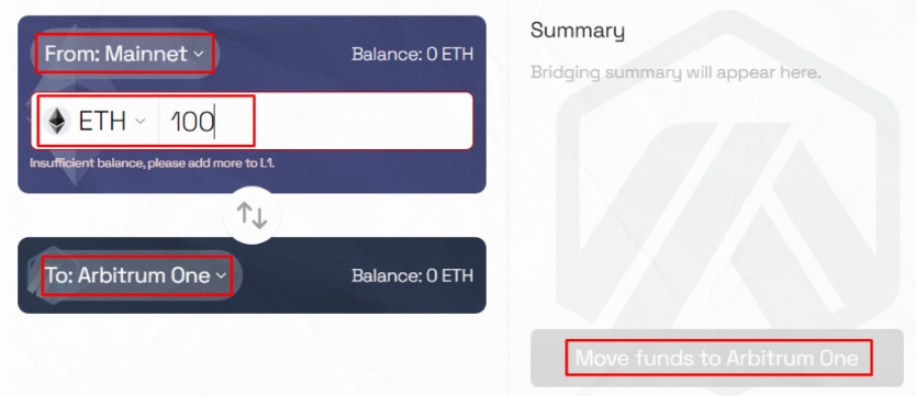 How to transfer tokens to Arbitrum network. Step 3
