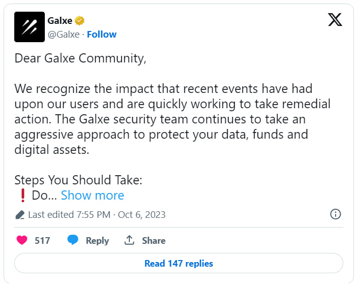 Galxe protocol falls victim to DNS breach, with damages exceeding 0,000 and continuing to rise - news