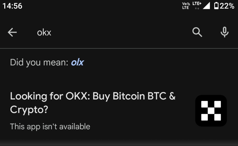 Notification of OKX App Removal from Google Play Store