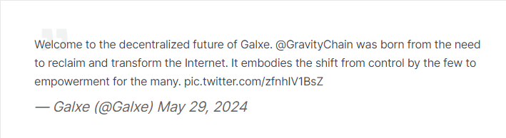 Galxe's post about the Gravity launch