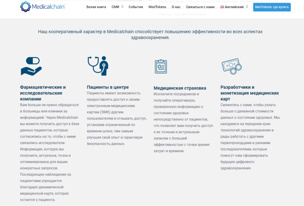 Особенности MedicalChain