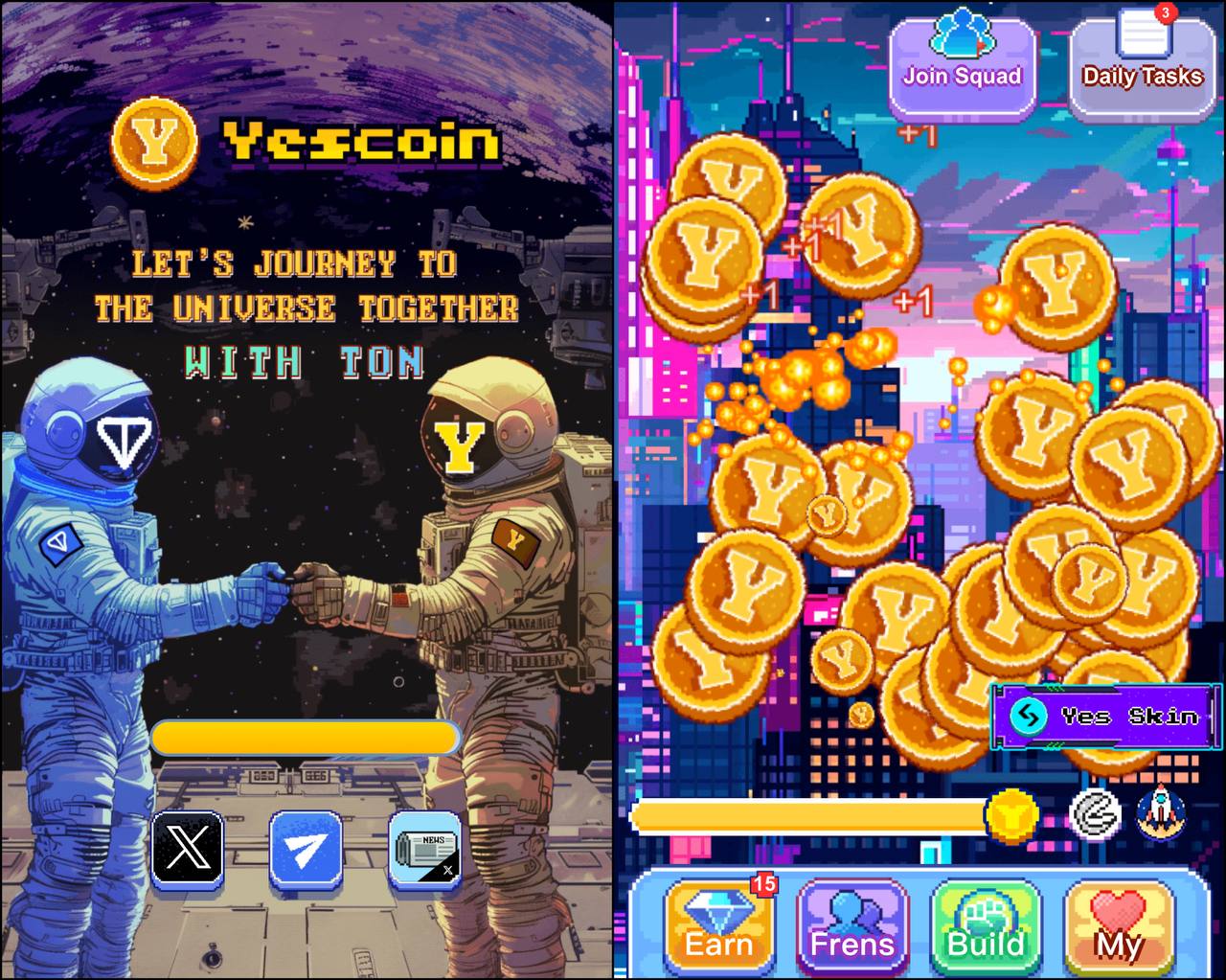 Yescoin game on the Telegram platform