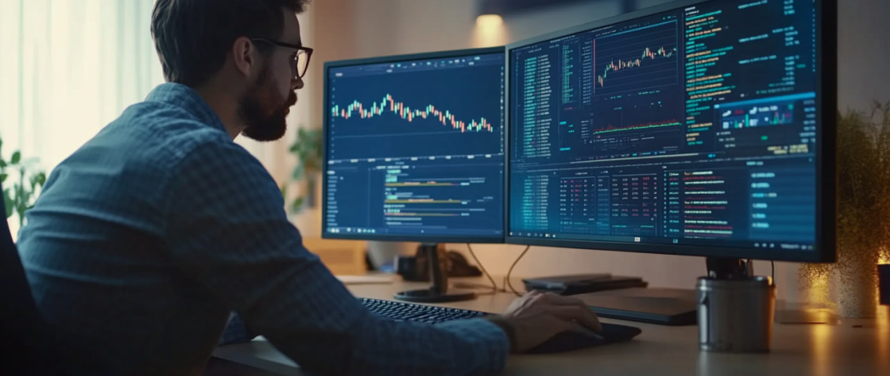 Cryptocurrency trader analyzing charts on the platform