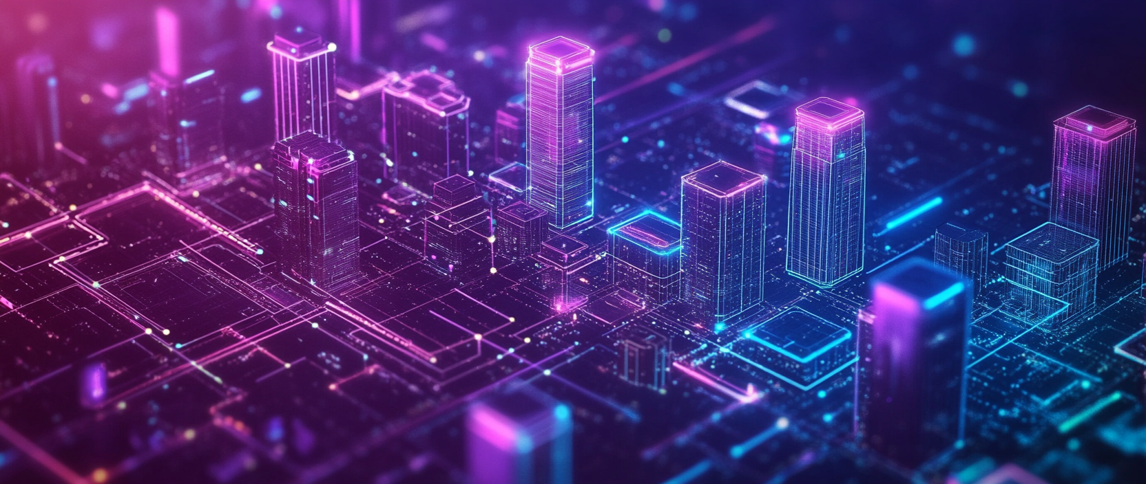 Smart contract and digital real estate on a blockchain background