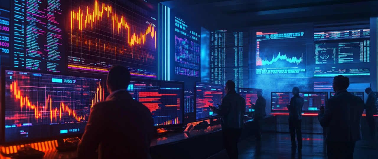 Investors discussing cryptocurrency growth driven by positive feedback