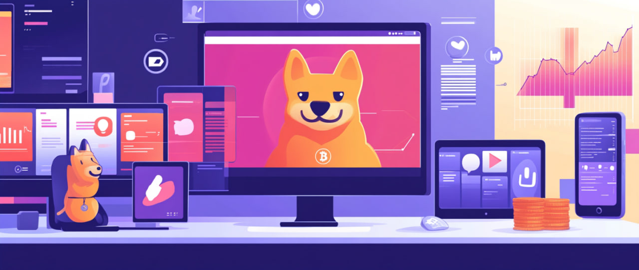 Active marketing campaign for Bitcoin Dogs on social media with vibrant banners and charts.